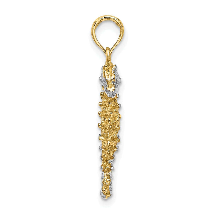 Lovely Rita's Pendants & Charms 14K Yellow Gold with White Rhodium Polished Finish Seahorse Charm Pendant