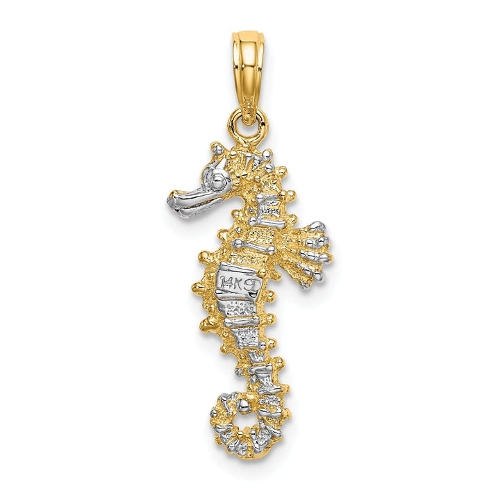 Lovely Rita's Pendants & Charms 14K Yellow Gold with White Rhodium Polished Finish Seahorse Charm Pendant