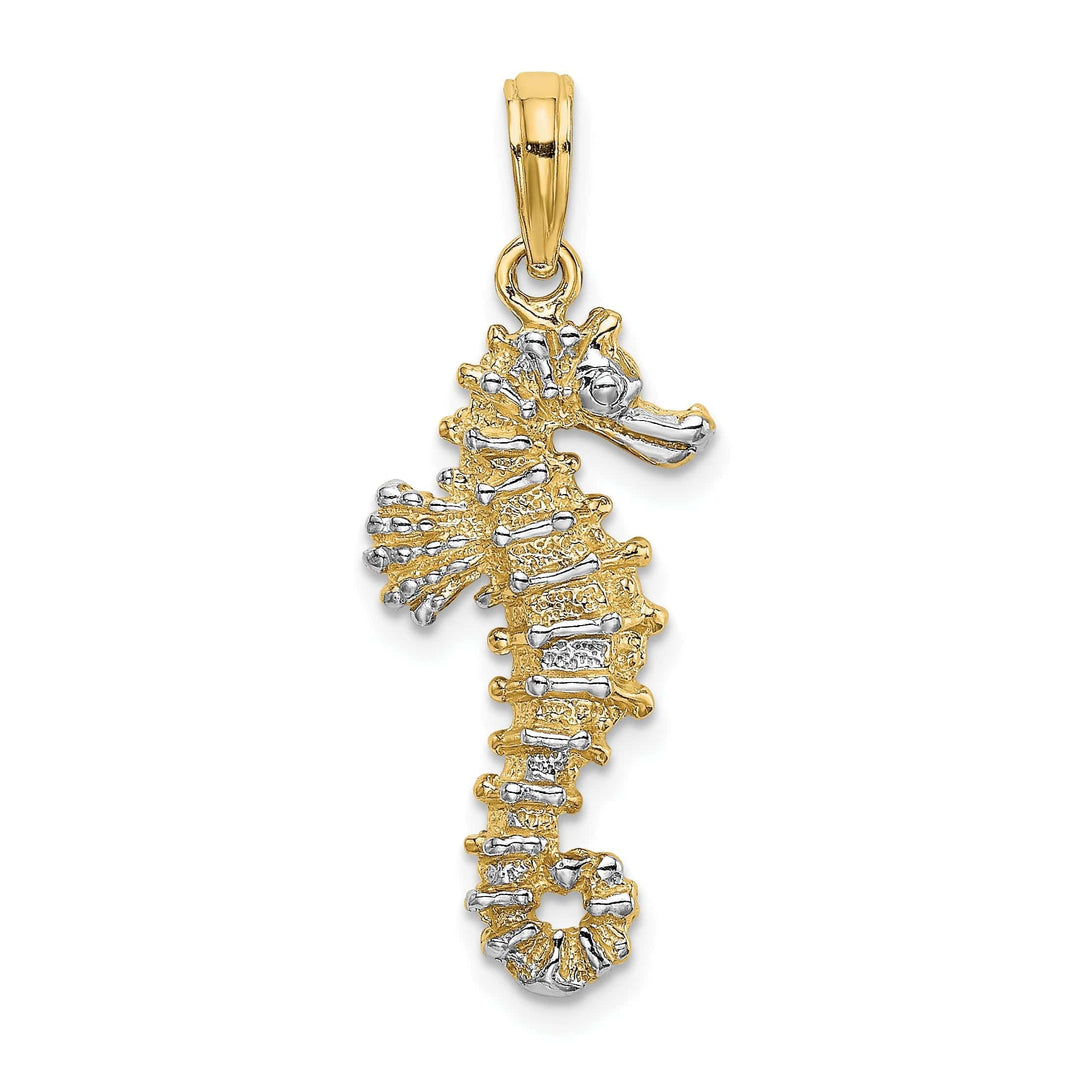 Lovely Rita's Pendants & Charms 14K Yellow Gold with White Rhodium Polished Finish Seahorse Charm Pendant