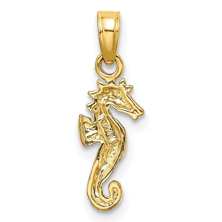 Lovely Rita's Pendants & Charms 14K Yellow Gold with White Rhodium Texture Polished Finish  Seahorse Charm Pendant