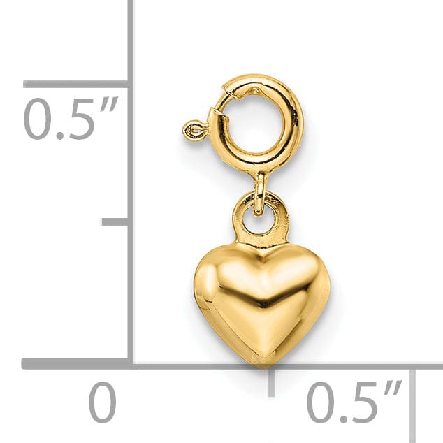 Lovely Rita's Pendants & Charms 14K Yellow Gold Women's 3-D Heart Design with Spring Ring Clasp Charm Pendant