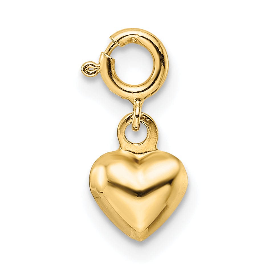 Lovely Rita's Pendants & Charms 14K Yellow Gold Women's 3-D Heart Design with Spring Ring Clasp Charm Pendant