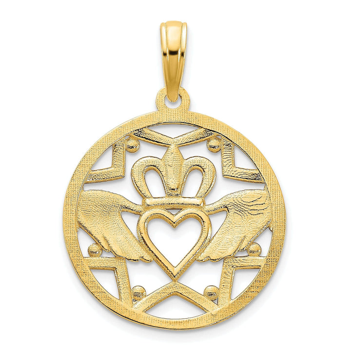 Lovely Rita's Pendants & Charms 14k Yellow Gold Womens Claddagh Circle Design Pendant