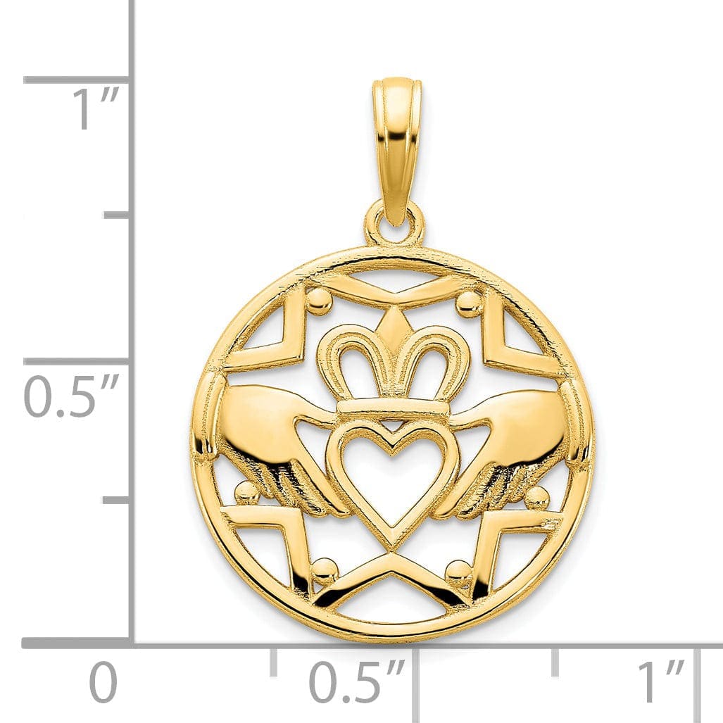 Lovely Rita's Pendants & Charms 14k Yellow Gold Womens Claddagh Circle Design Pendant