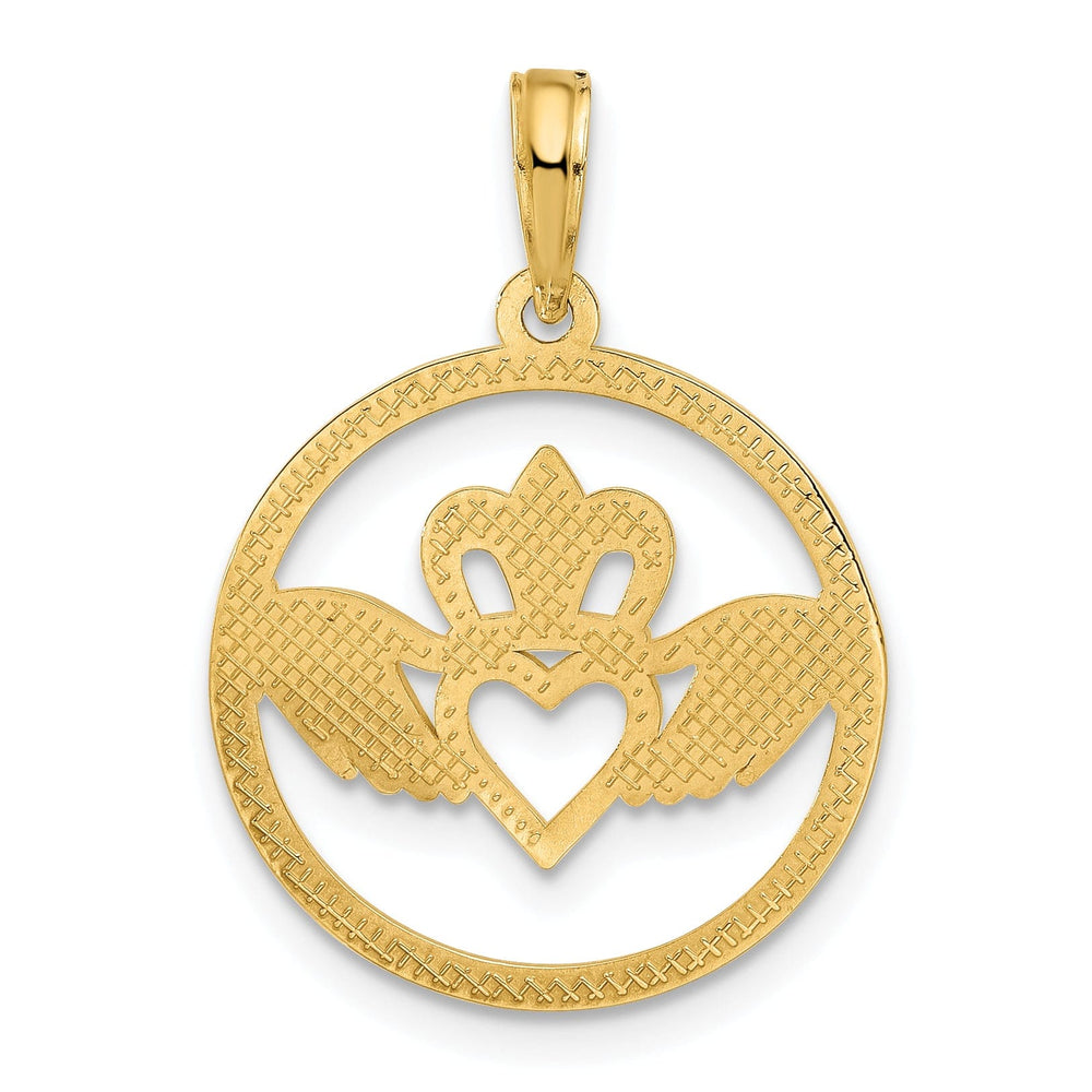 Lovely Rita's Pendants & Charms 14k Yellow Gold Womens Claddagh Circle Design Pendant