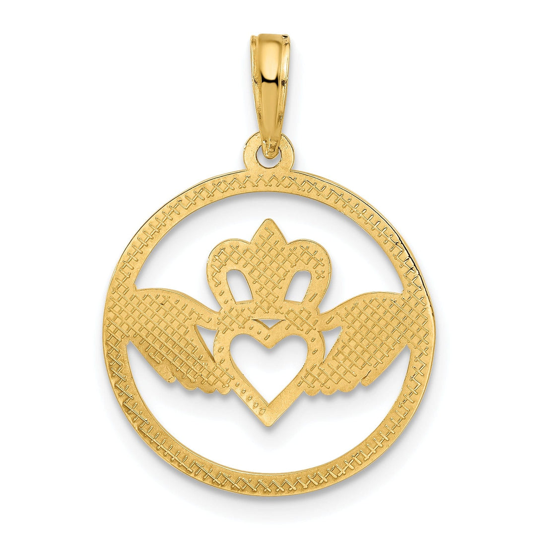 Lovely Rita's Pendants & Charms 14k Yellow Gold Womens Claddagh Circle Design Pendant