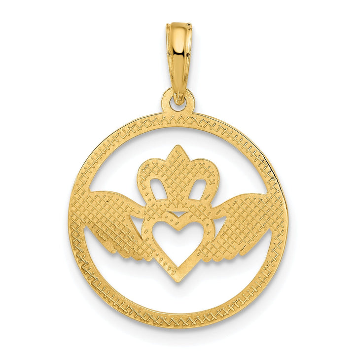 Lovely Rita's Pendants & Charms 14k Yellow Gold Womens Claddagh Circle Design Pendant