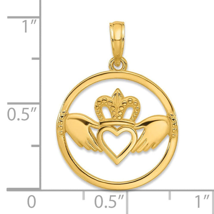 Lovely Rita's Pendants & Charms 14k Yellow Gold Womens Claddagh Circle Design Pendant