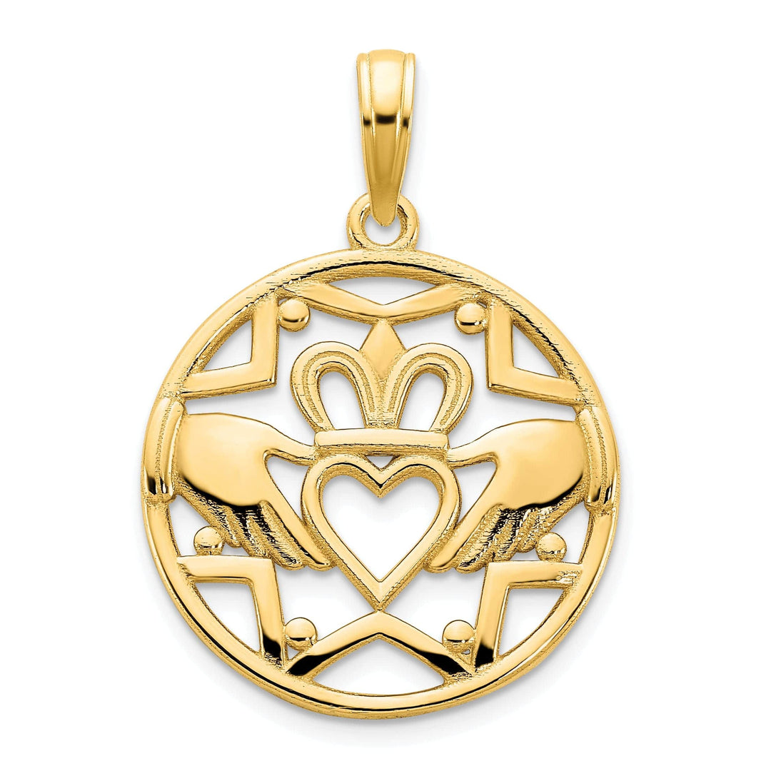 Lovely Rita's Pendants & Charms 14k Yellow Gold Womens Claddagh Circle Design Pendant