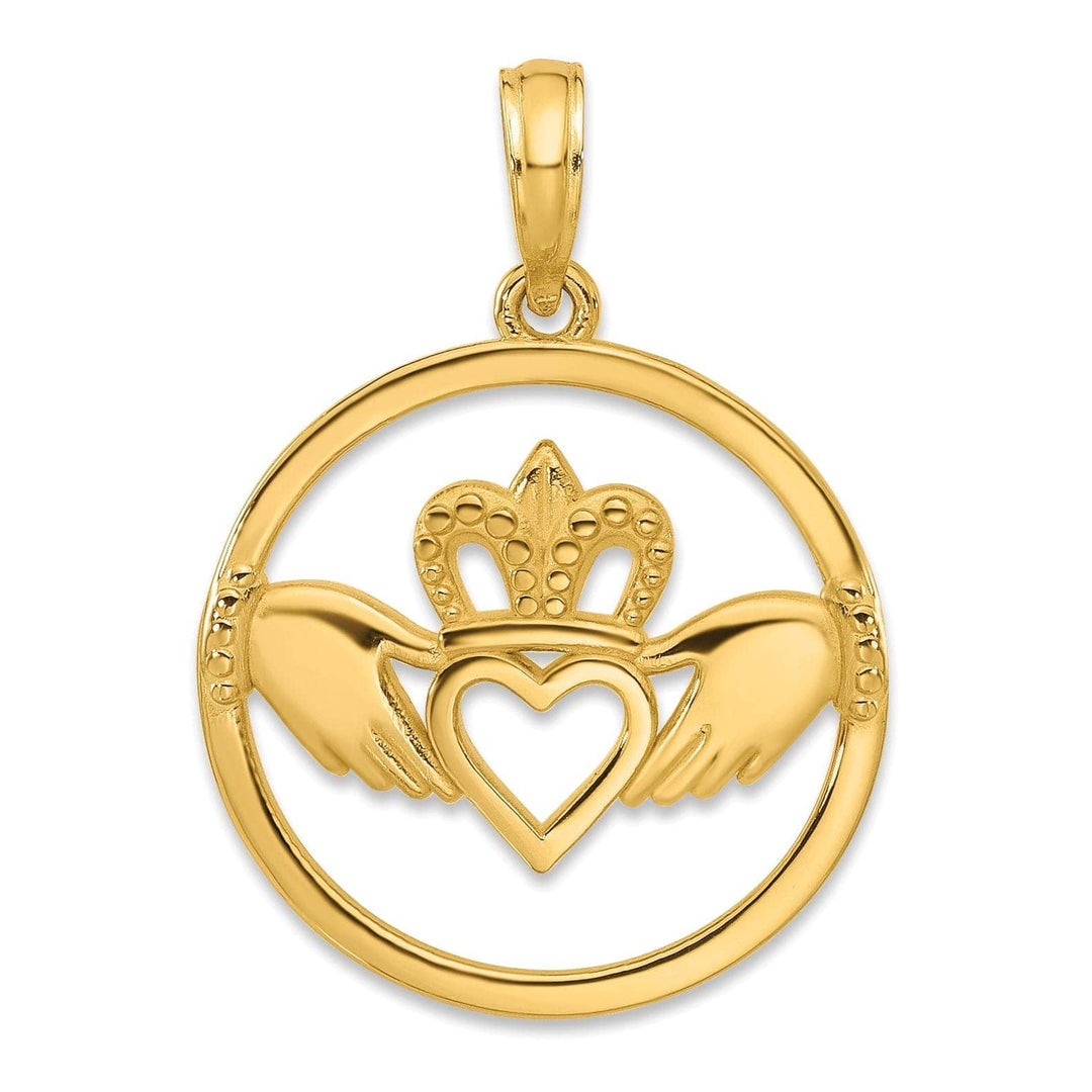 Lovely Rita's Pendants & Charms 14k Yellow Gold Womens Claddagh Circle Design Pendant
