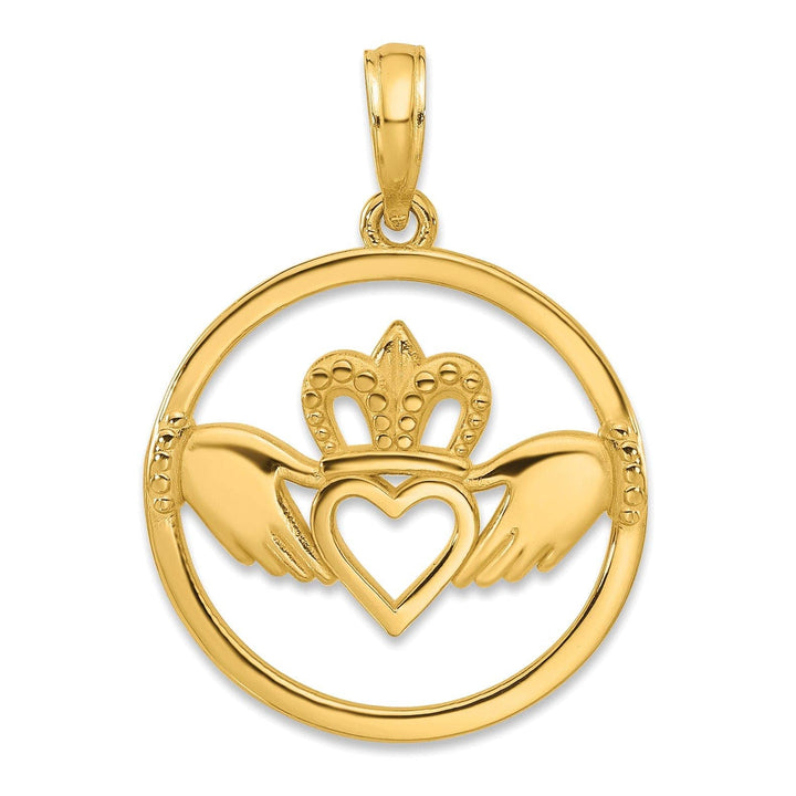 Lovely Rita's Pendants & Charms 14k Yellow Gold Womens Claddagh Circle Design Pendant