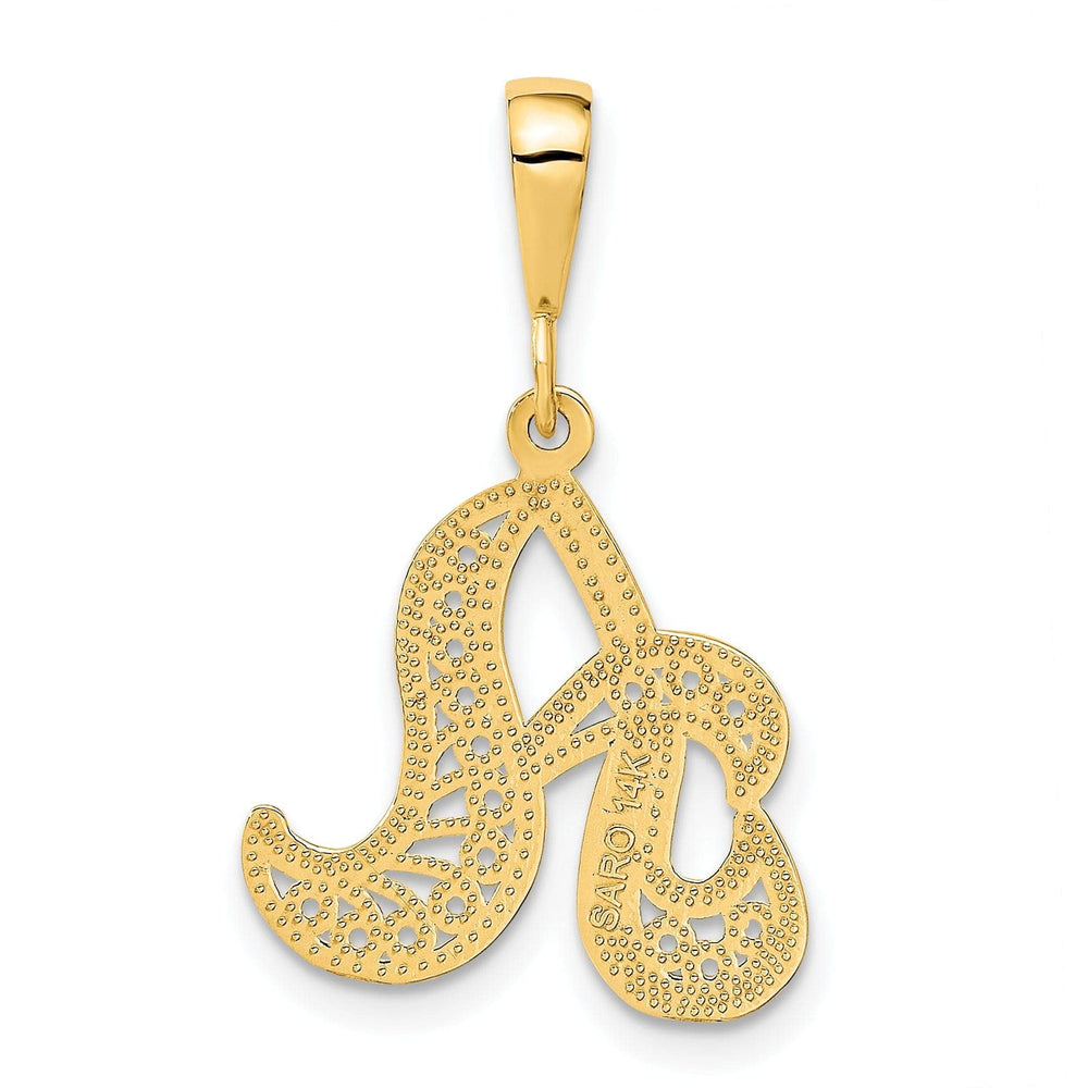 Lovely Rita's Pendants & Charms 14K Yellow GoldFancy Filigree Script Design Letter A Initial Pendant
