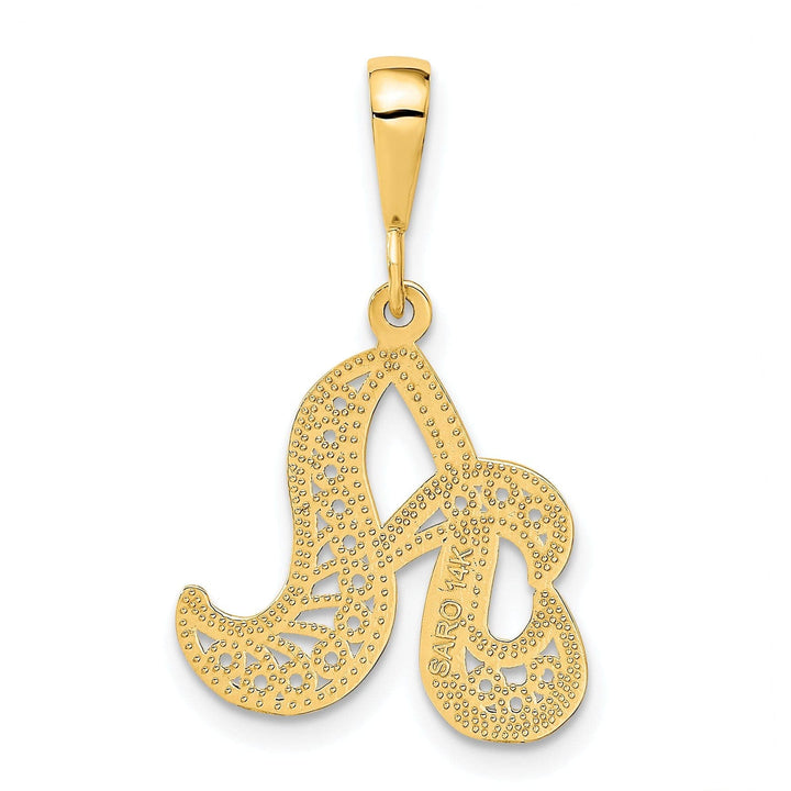 Lovely Rita's Pendants & Charms 14K Yellow GoldFancy Filigree Script Design Letter A Initial Pendant