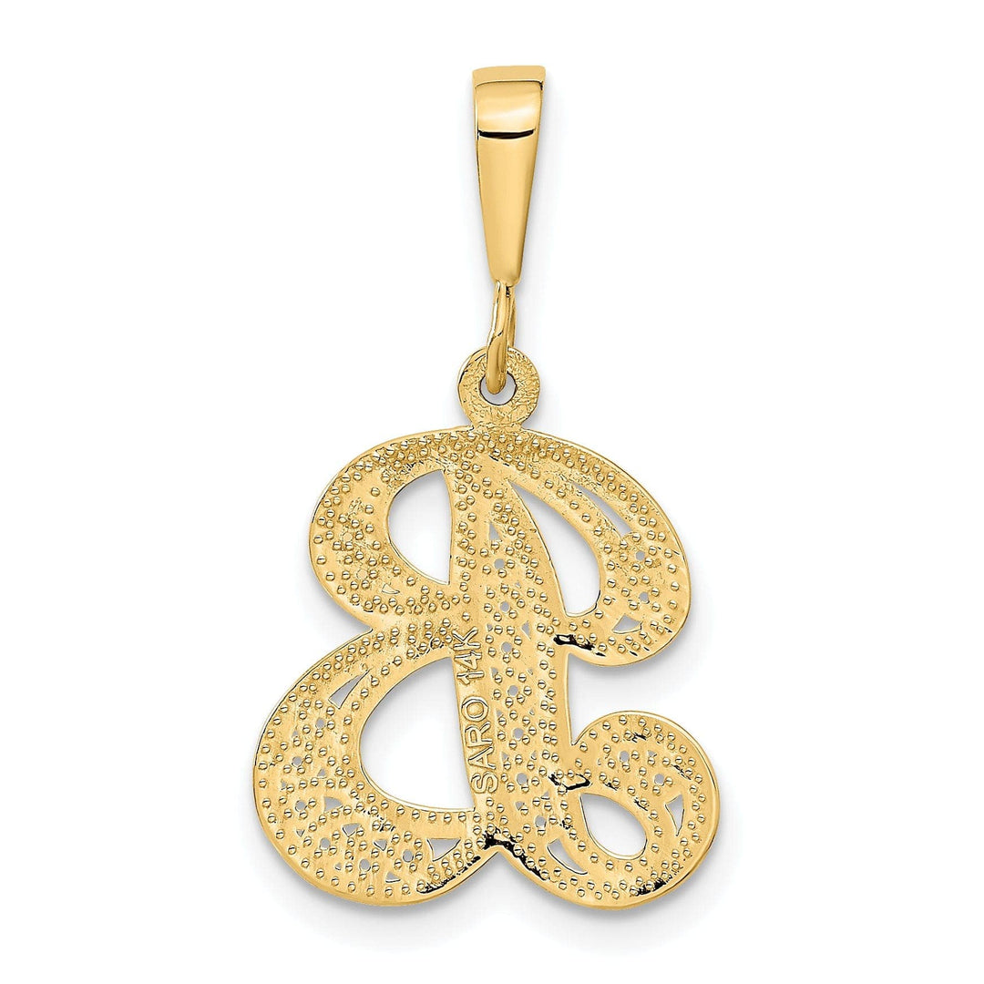 Lovely Rita's Pendants & Charms 14K Yellow GoldFancy Filigree Script Design Letter B Initial Pendant