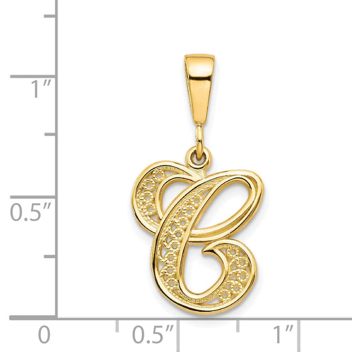 Lovely Rita's Pendants & Charms 14K Yellow GoldFancy Filigree Script Design Letter C Initial Pendant