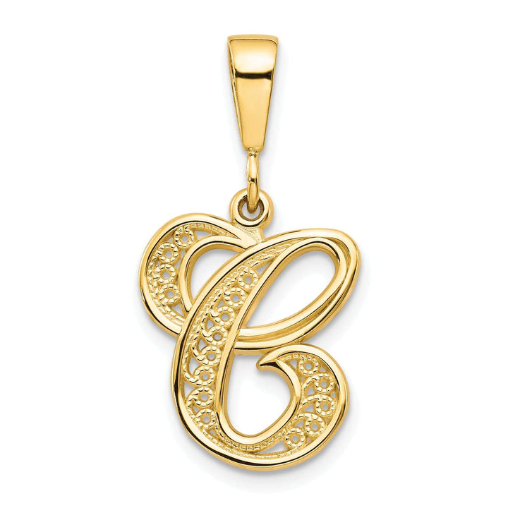 Lovely Rita's Pendants & Charms 14K Yellow GoldFancy Filigree Script Design Letter C Initial Pendant