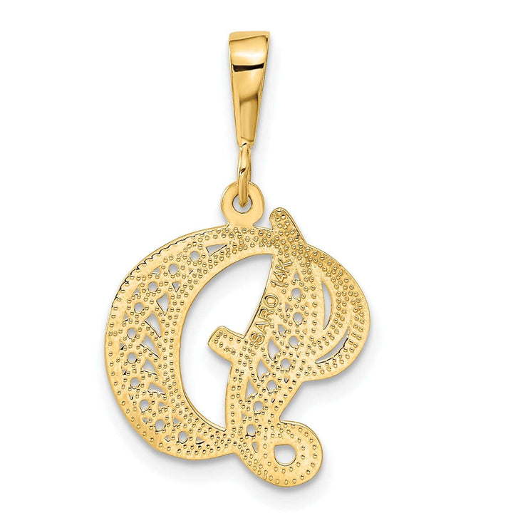 Lovely Rita's Pendants & Charms 14K Yellow GoldFancy Filigree Script Design Letter D Initial Pendant