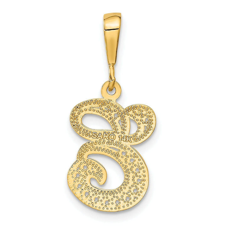 Lovely Rita's Pendants & Charms 14K Yellow GoldFancy Filigree Script Design Letter E Initial Pendant