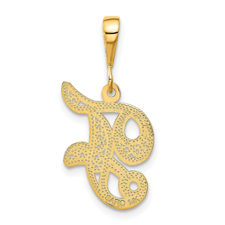 Lovely Rita's Pendants & Charms 14K Yellow GoldFancy Filigree Script Design Letter F Initial Pendant