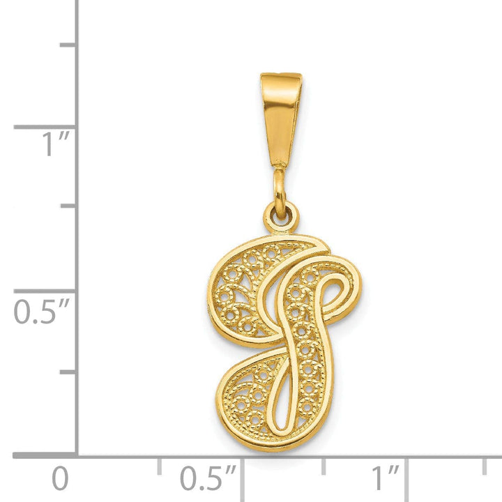 Lovely Rita's Pendants & Charms 14K Yellow GoldFancy Filigree Script Design Letter G Initial Pendant