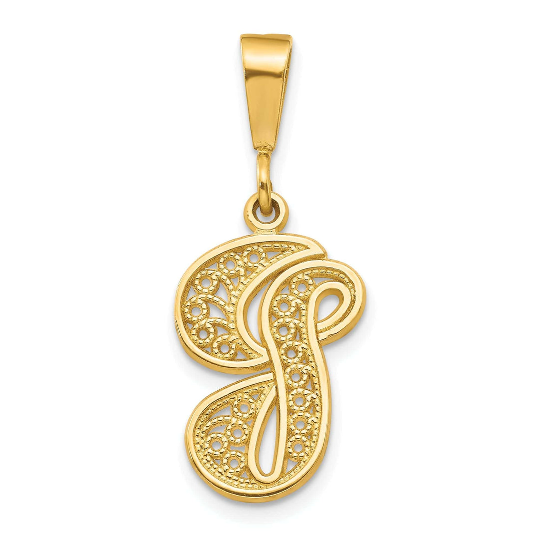 Lovely Rita's Pendants & Charms 14K Yellow GoldFancy Filigree Script Design Letter G Initial Pendant