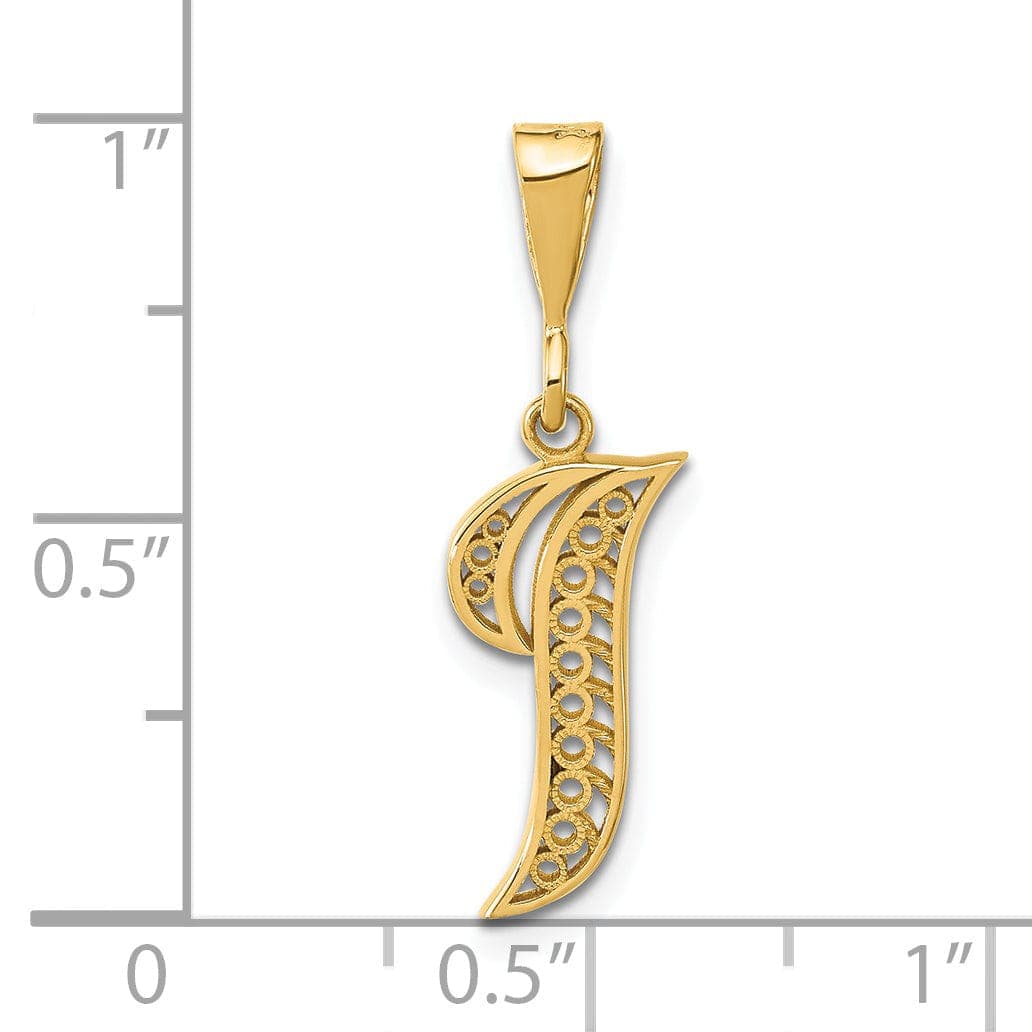 Lovely Rita's Pendants & Charms 14K Yellow GoldFancy Filigree Script Design Letter I Initial Pendant