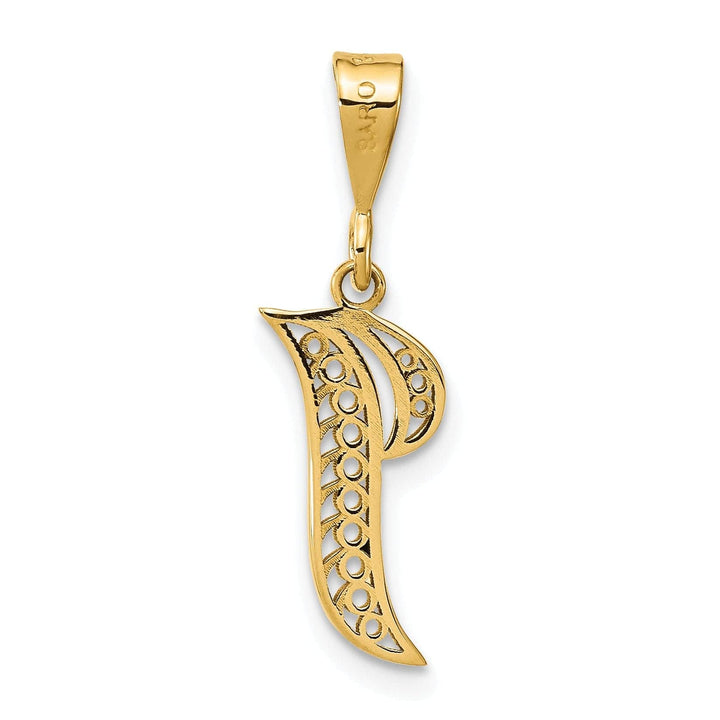 Lovely Rita's Pendants & Charms 14K Yellow GoldFancy Filigree Script Design Letter I Initial Pendant