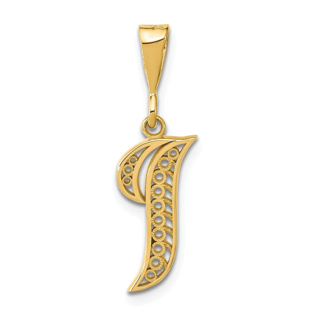 Lovely Rita's Pendants & Charms 14K Yellow GoldFancy Filigree Script Design Letter I Initial Pendant