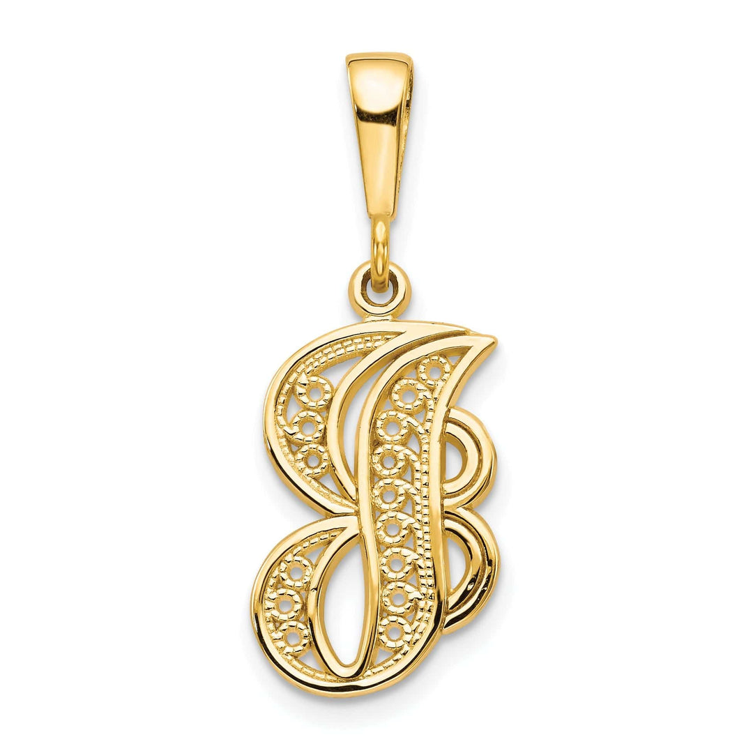 Lovely Rita's Pendants & Charms 14K Yellow GoldFancy Filigree Script Design Letter J Initial Pendant