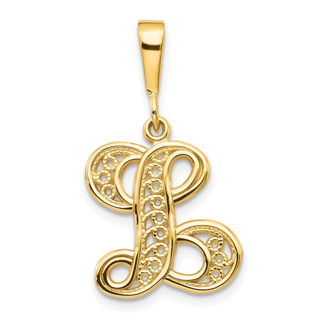 Lovely Rita's Pendants & Charms 14K Yellow GoldFancy Filigree Script Design Letter L Initial Pendant