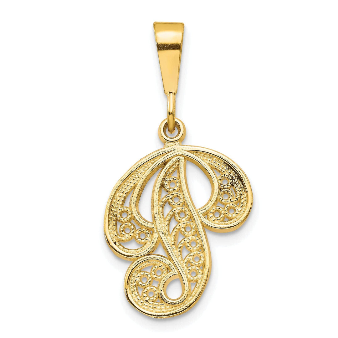 Lovely Rita's Pendants & Charms 14K Yellow GoldFancy Filigree Script Design Letter P Initial Pendant