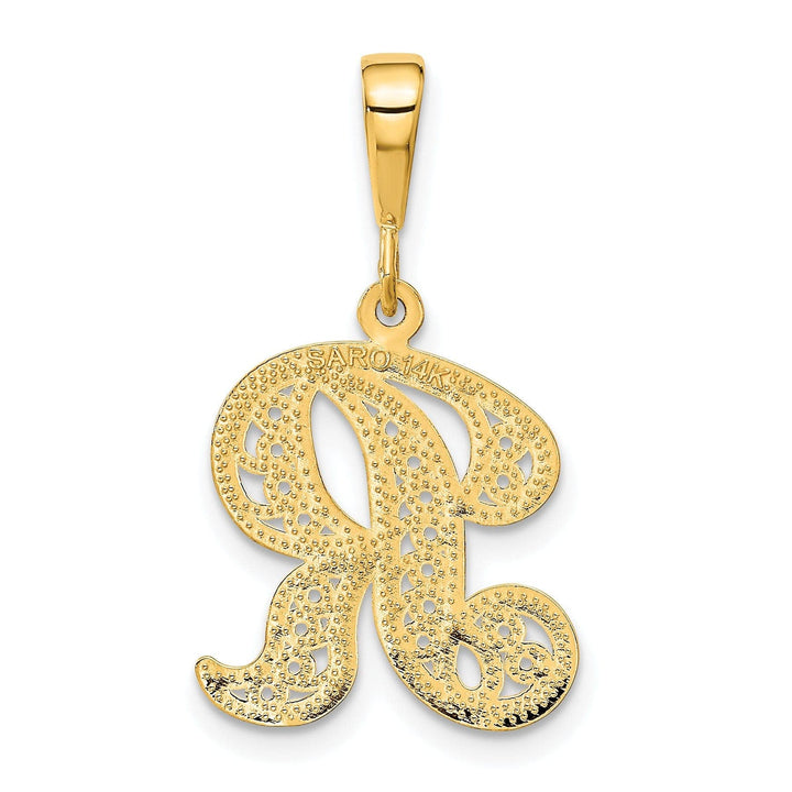 Lovely Rita's Pendants & Charms 14K Yellow GoldFancy Filigree Script Design Letter R Initial Pendant