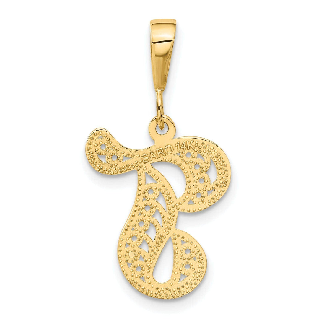 Lovely Rita's Pendants & Charms 14K Yellow GoldFancy Filigree Script Design Letter T Initial Pendant