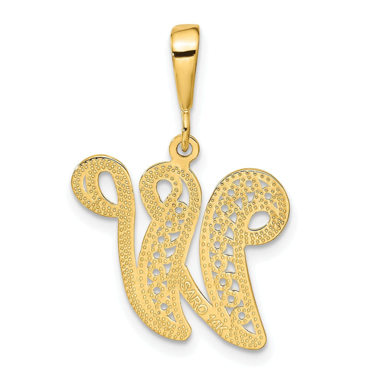 Lovely Rita's Pendants & Charms 14K Yellow GoldFancy Filigree Script Design Letter W Initial Pendant