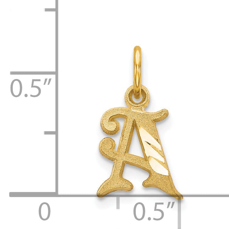 Lovely Rita's Pendants & Charms 14k Yellow GoldSmall Script Design Letter A Initial Charm Pendant