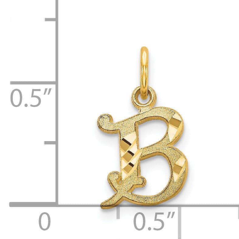Lovely Rita's Pendants & Charms 14k Yellow GoldSmall Script Design Letter B Initial Charm Pendant