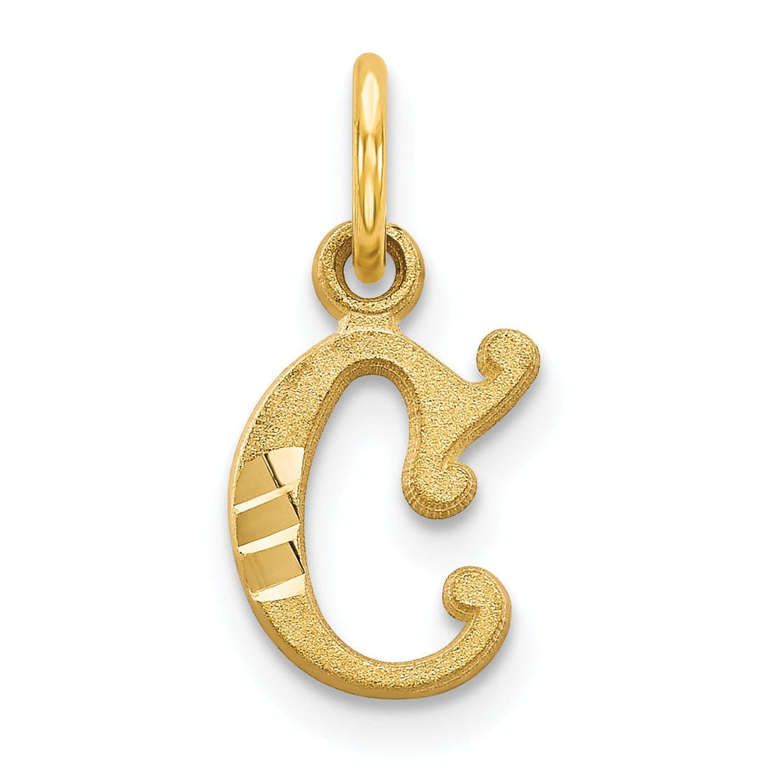 Lovely Rita's Pendants & Charms 14k Yellow GoldSmall Script Design Letter C Initial Charm Pendant