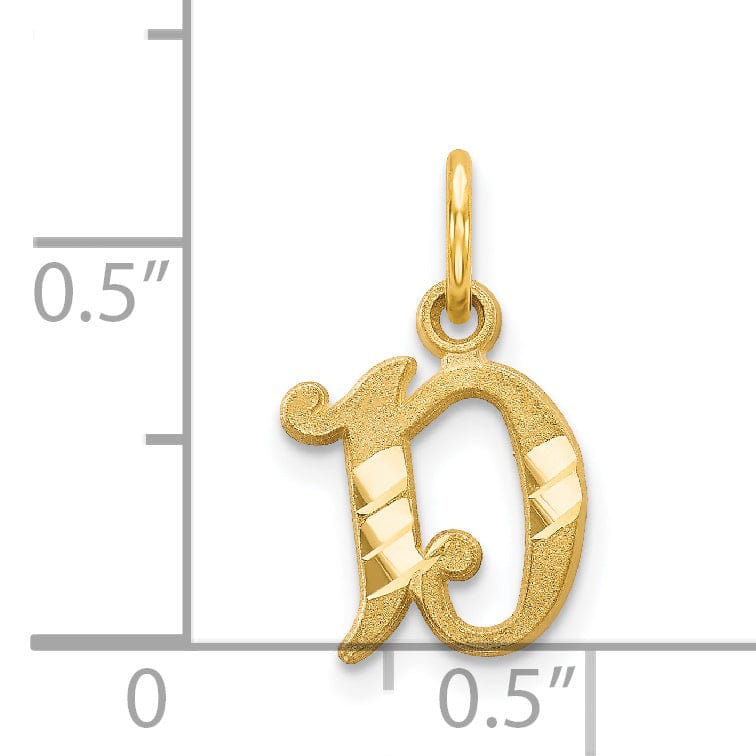 Lovely Rita's Pendants & Charms 14k Yellow GoldSmall Script Design Letter D Initial Charm Pendant