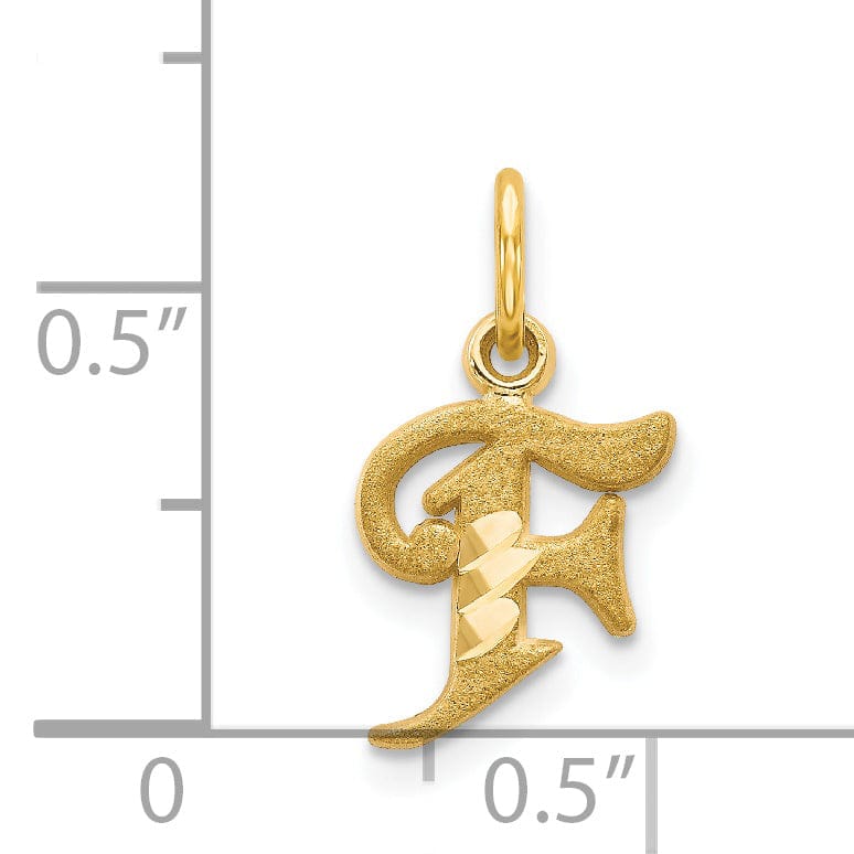 Lovely Rita's Pendants & Charms 14k Yellow GoldSmall Script Design Letter F Initial Charm Pendant