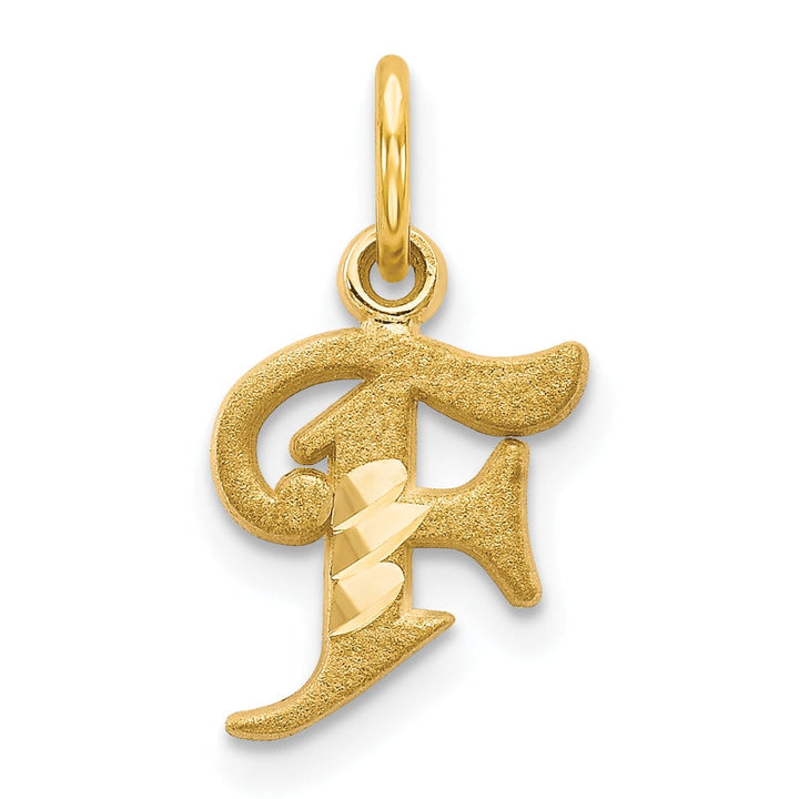 Lovely Rita's Pendants & Charms 14k Yellow GoldSmall Script Design Letter F Initial Charm Pendant