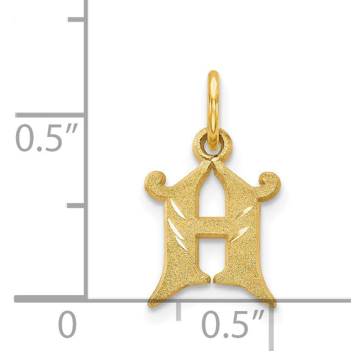 Lovely Rita's Pendants & Charms 14k Yellow GoldSmall Script Design Letter H Initial Charm Pendant