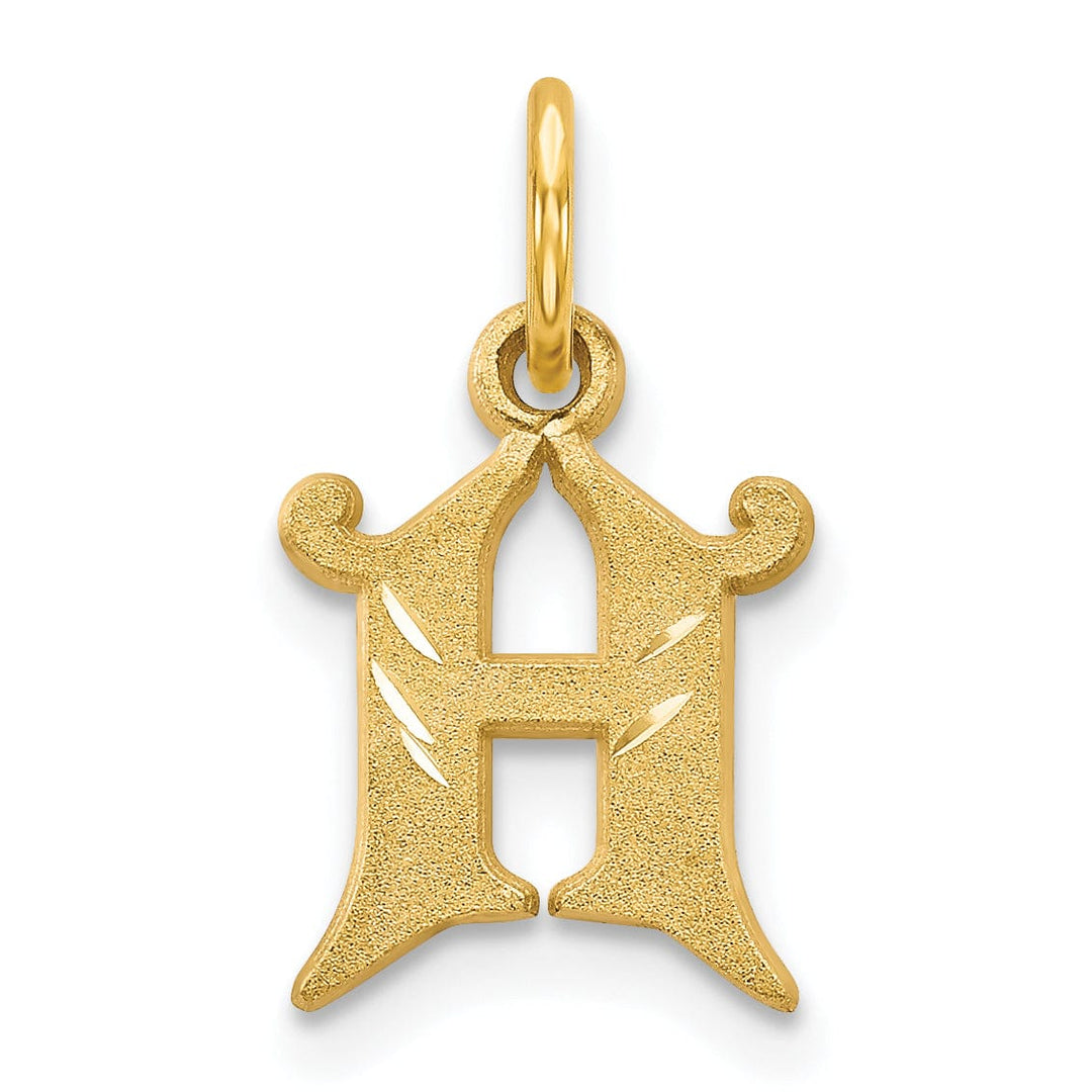 Lovely Rita's Pendants & Charms 14k Yellow GoldSmall Script Design Letter H Initial Charm Pendant