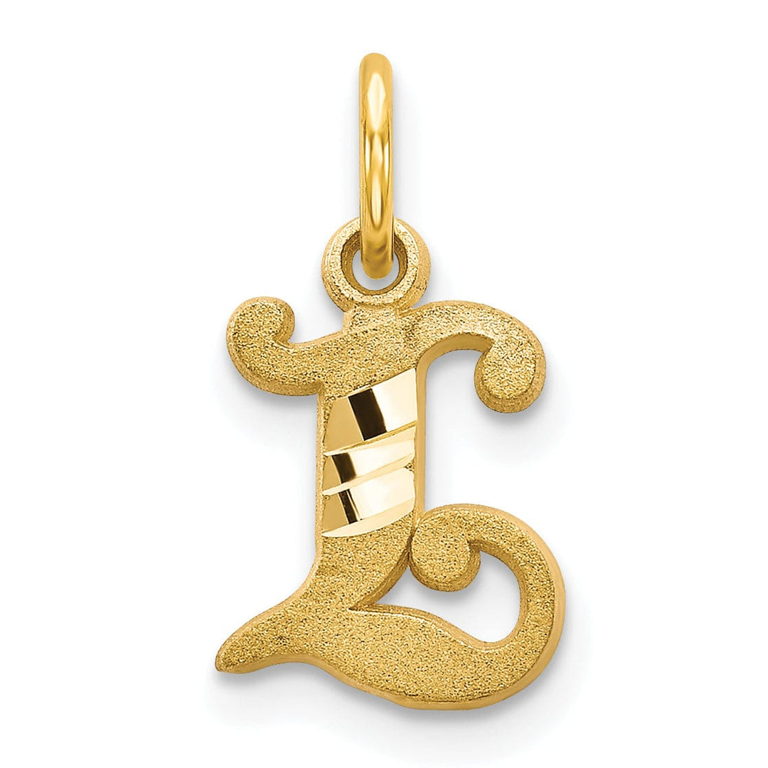 Lovely Rita's Pendants & Charms 14k Yellow GoldSmall Script Design Letter L Initial Charm Pendant