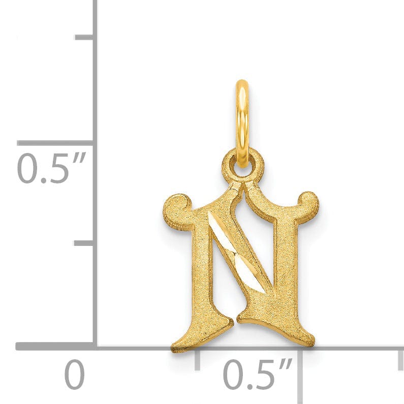 Lovely Rita's Pendants & Charms 14k Yellow GoldSmall Script Design Letter N Initial Charm Pendant