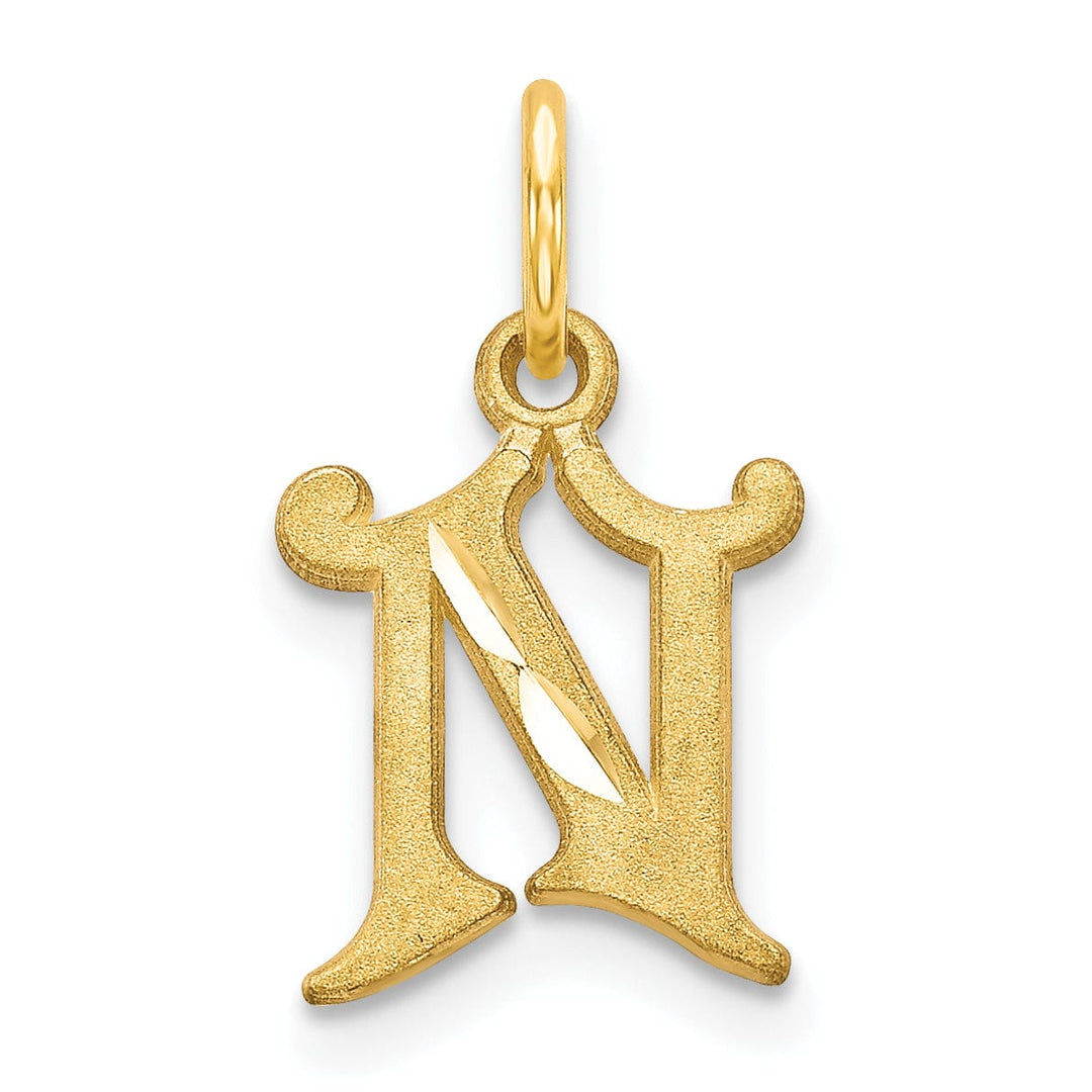 Lovely Rita's Pendants & Charms 14k Yellow GoldSmall Script Design Letter N Initial Charm Pendant