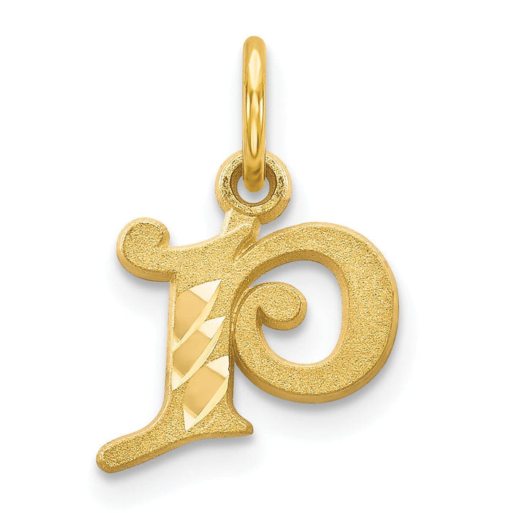 Lovely Rita's Pendants & Charms 14k Yellow GoldSmall Script Design Letter P Initial Charm Pendant