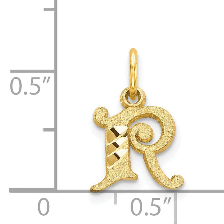 Lovely Rita's Pendants & Charms 14k Yellow GoldSmall Script Design Letter R Initial Charm Pendant