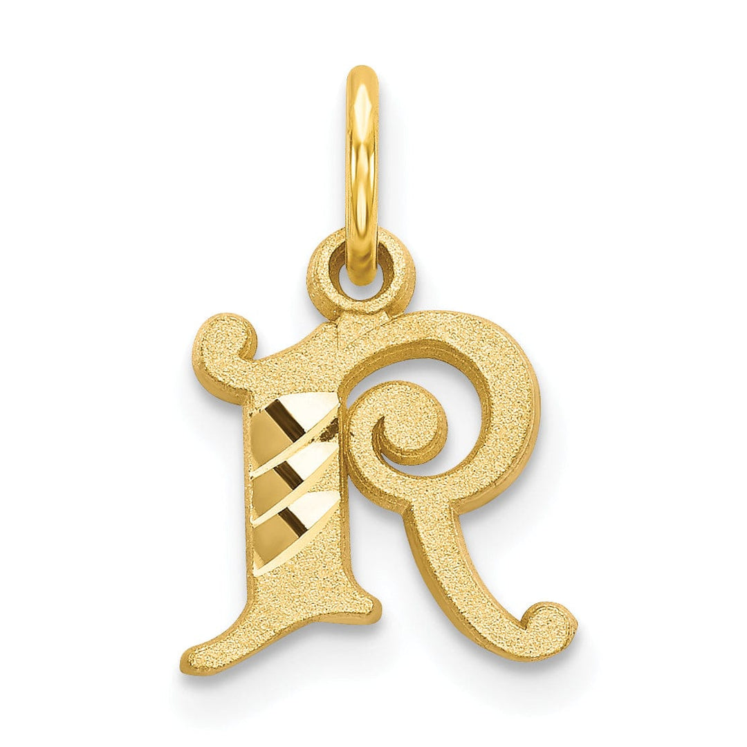 Lovely Rita's Pendants & Charms 14k Yellow GoldSmall Script Design Letter R Initial Charm Pendant
