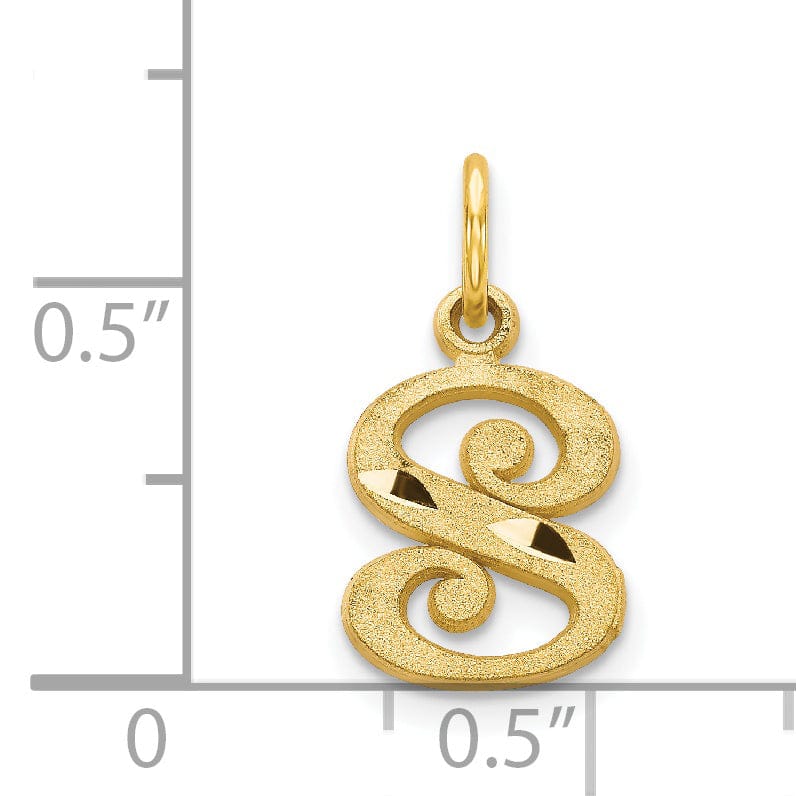 Lovely Rita's Pendants & Charms 14k Yellow GoldSmall Script Design Letter S Initial Charm Pendant