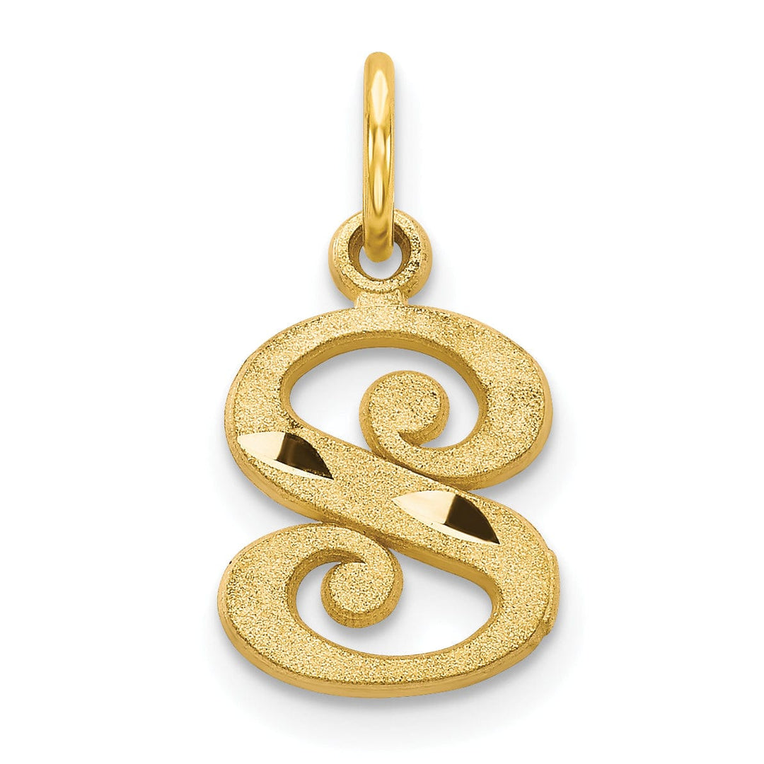 Lovely Rita's Pendants & Charms 14k Yellow GoldSmall Script Design Letter S Initial Charm Pendant